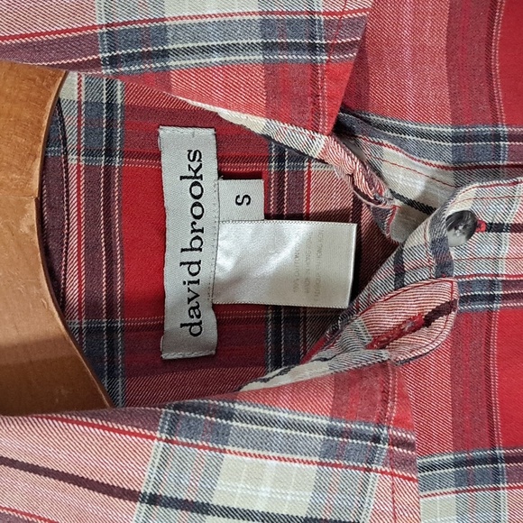 David Brooks Vintage Style Red Plaid 100% Cotton Comfy Button Down Causal Shirt - Picture 4 of 10